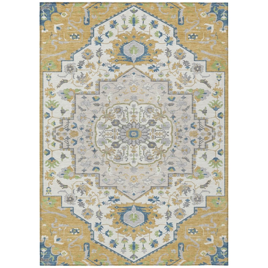 LOOMLAN Rugs Lidia Gold Washable Indoor-Outdoor Rug