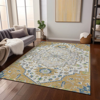 LOOMLAN Rugs Lidia Gold Washable Indoor-Outdoor Rug