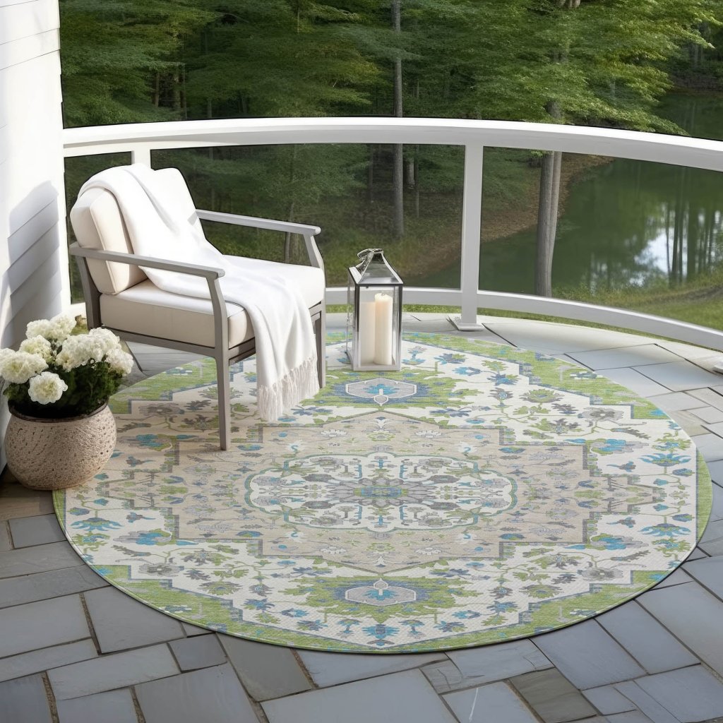 LOOMLAN Rugs Lidia Green Washable Indoor-Outdoor Rug