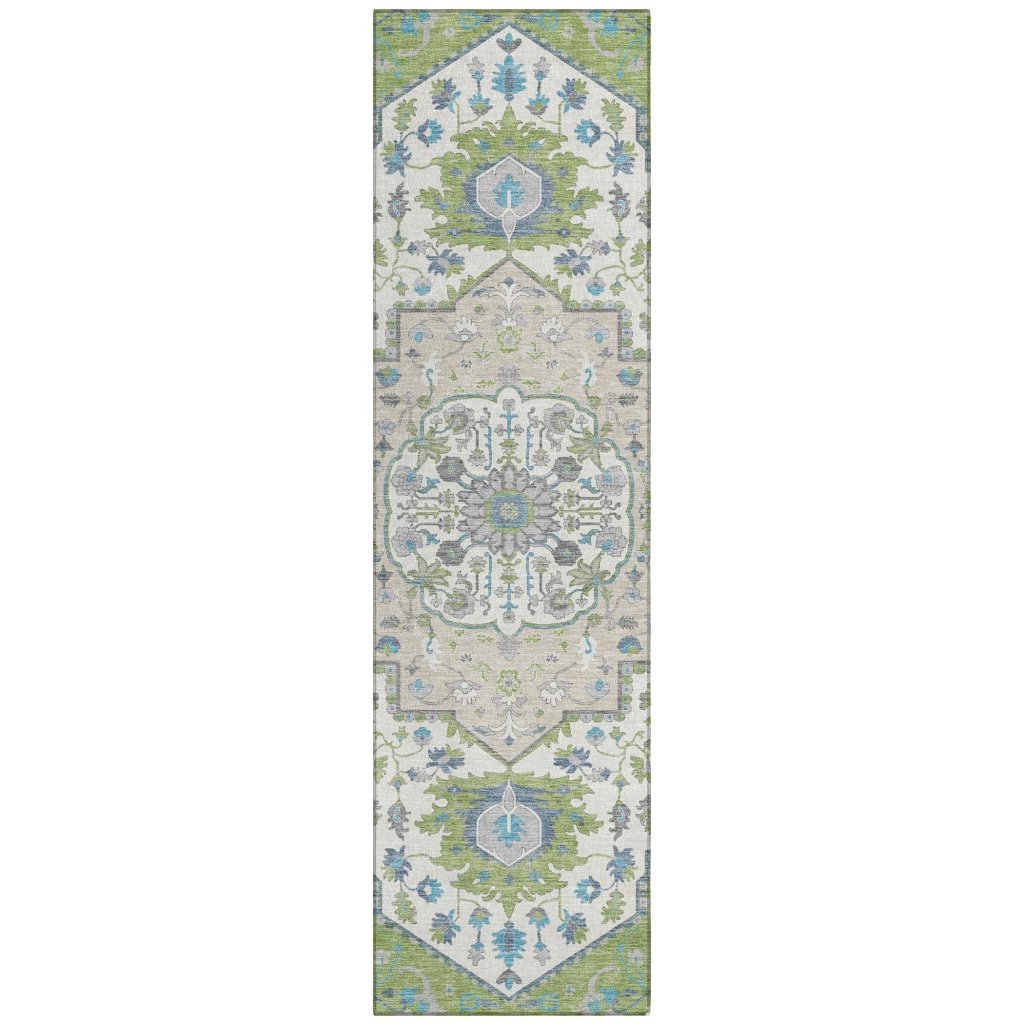 LOOMLAN Rugs Lidia Green Washable Indoor-Outdoor Rug