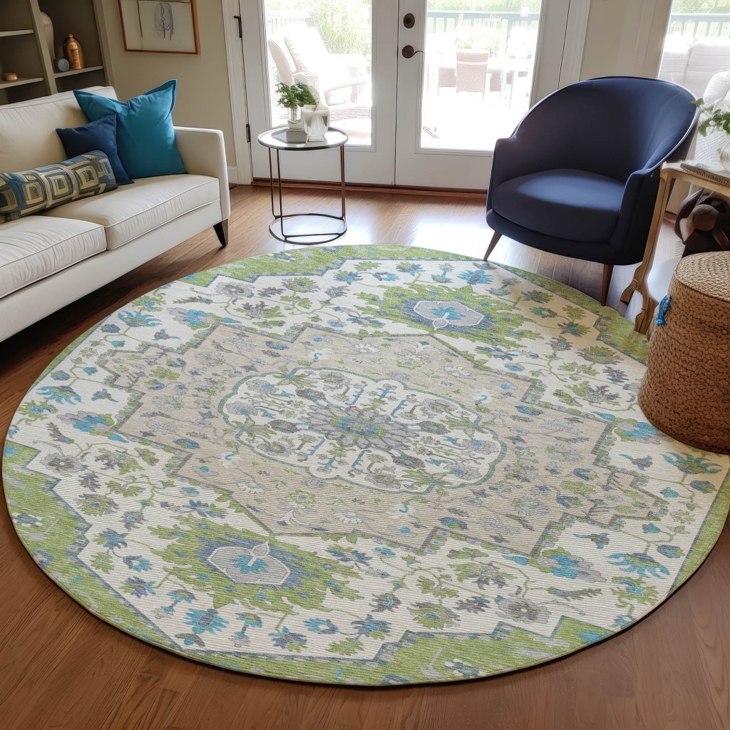 LOOMLAN Rugs Lidia Green Washable Indoor-Outdoor Rug
