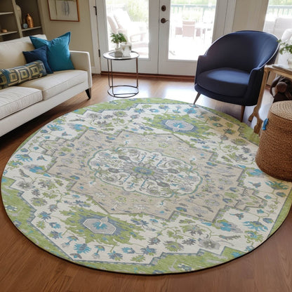 LOOMLAN Rugs Lidia Green Washable Indoor-Outdoor Rug