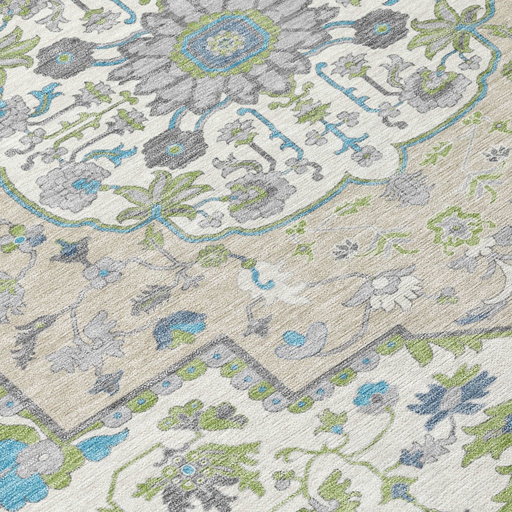 LOOMLAN Rugs Lidia Green Washable Indoor-Outdoor Rug