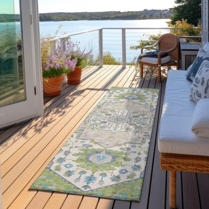 LOOMLAN Rugs Lidia Green Washable Indoor-Outdoor Rug