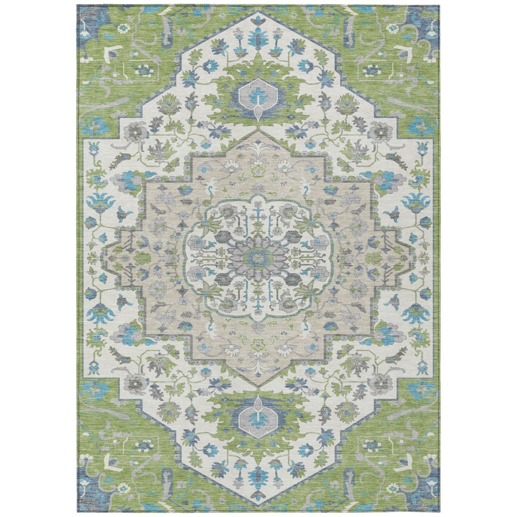 LOOMLAN Rugs Lidia Green Washable Indoor-Outdoor Rug