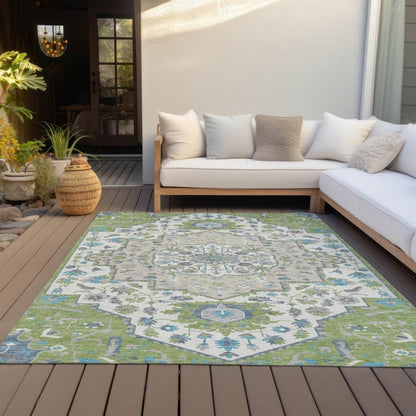 LOOMLAN Rugs Lidia Green Washable Indoor-Outdoor Rug