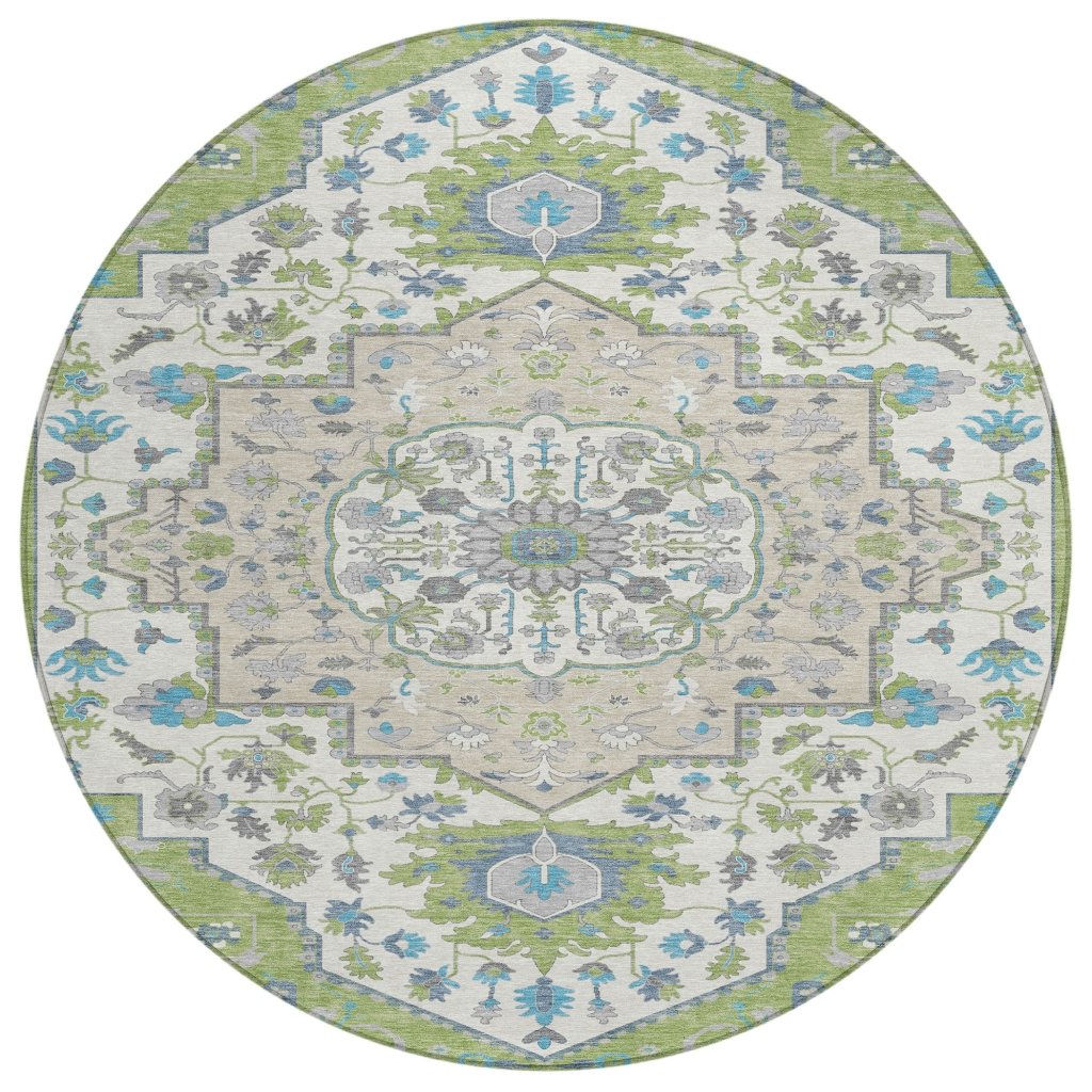 LOOMLAN Rugs Lidia Green Washable Indoor-Outdoor Rug