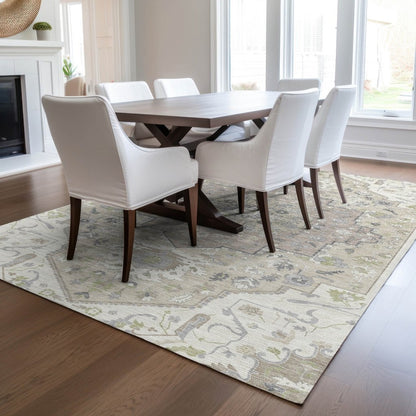 LOOMLAN Rugs Lidia Ivory Washable Indoor-Outdoor Rug