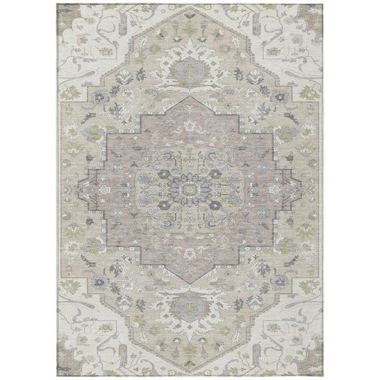 LOOMLAN Rugs Lidia Ivory Washable Indoor-Outdoor Rug