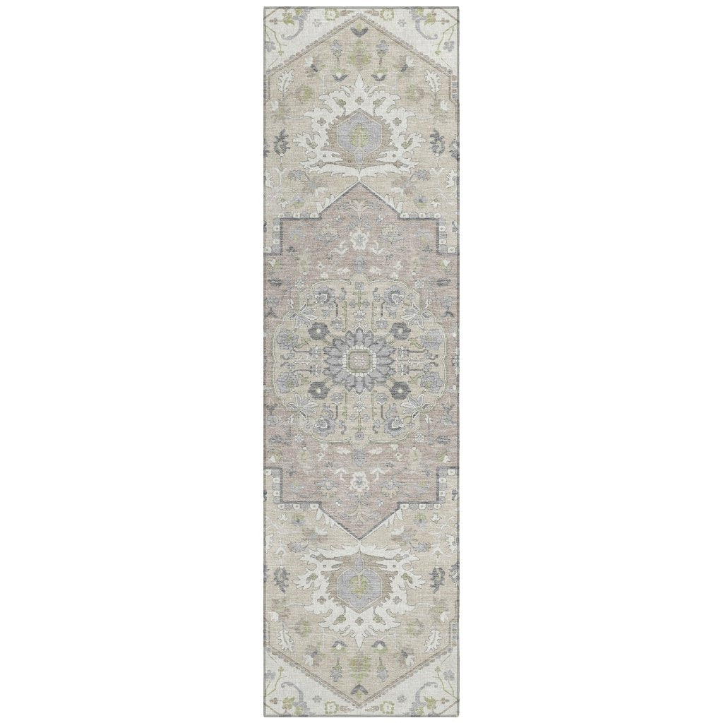 LOOMLAN Rugs Lidia Ivory Washable Indoor-Outdoor Rug