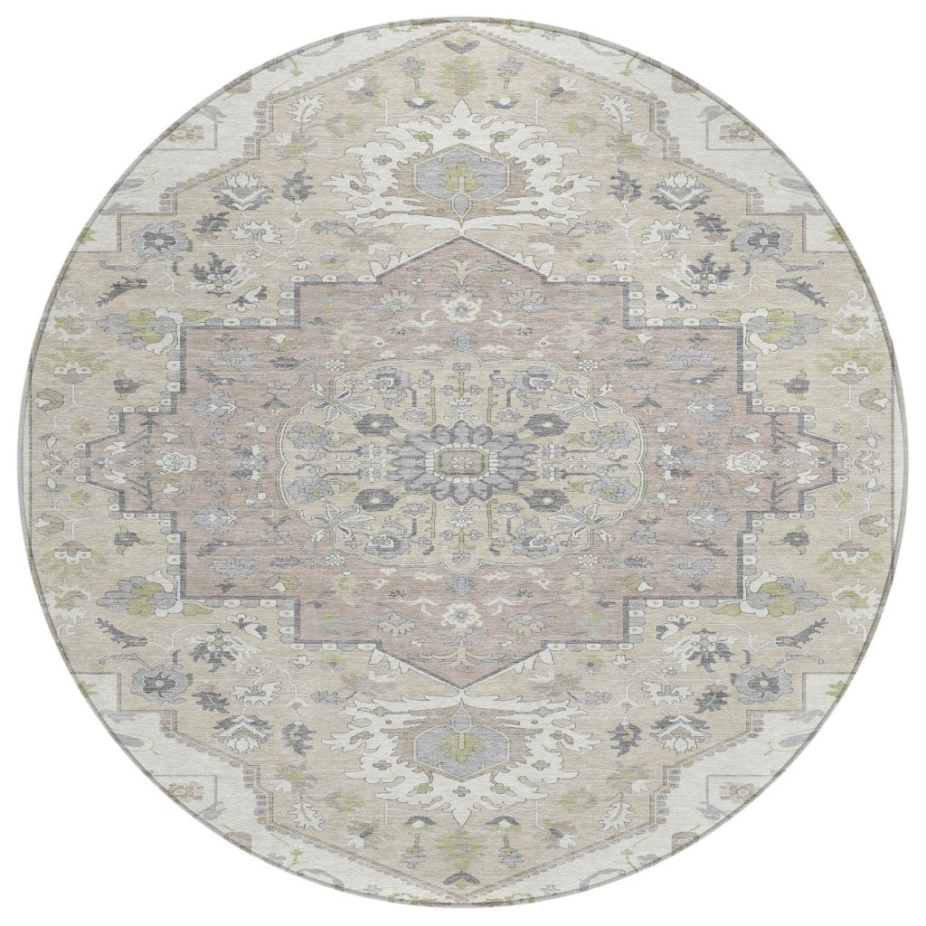LOOMLAN Rugs Lidia Ivory Washable Indoor-Outdoor Rug