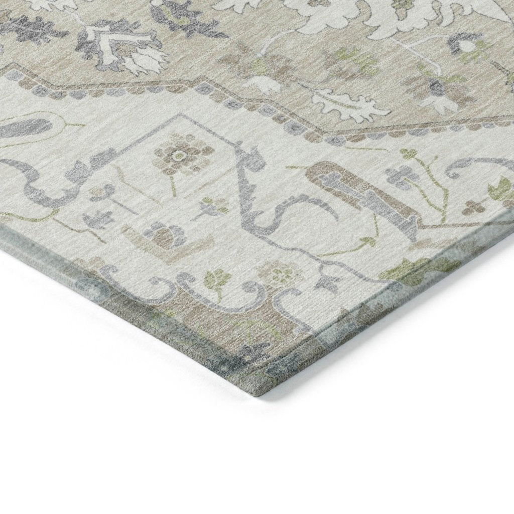 LOOMLAN Rugs Lidia Ivory Washable Indoor-Outdoor Rug
