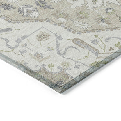LOOMLAN Rugs Lidia Ivory Washable Indoor-Outdoor Rug