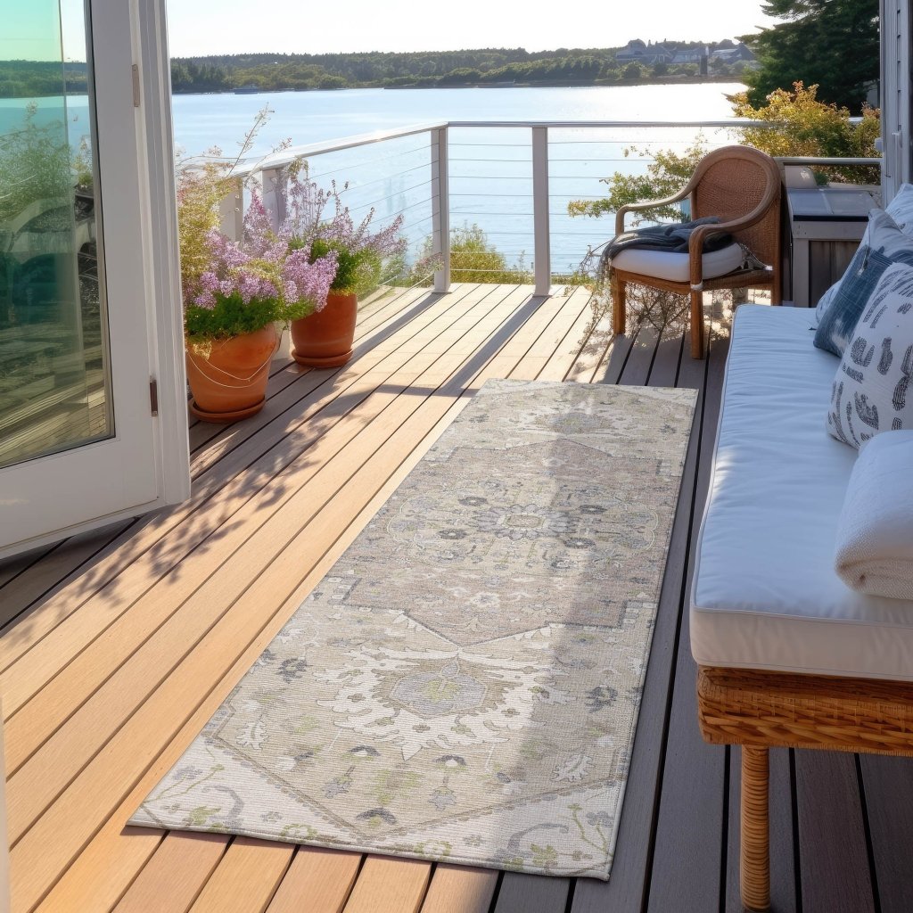 LOOMLAN Rugs Lidia Ivory Washable Indoor-Outdoor Rug