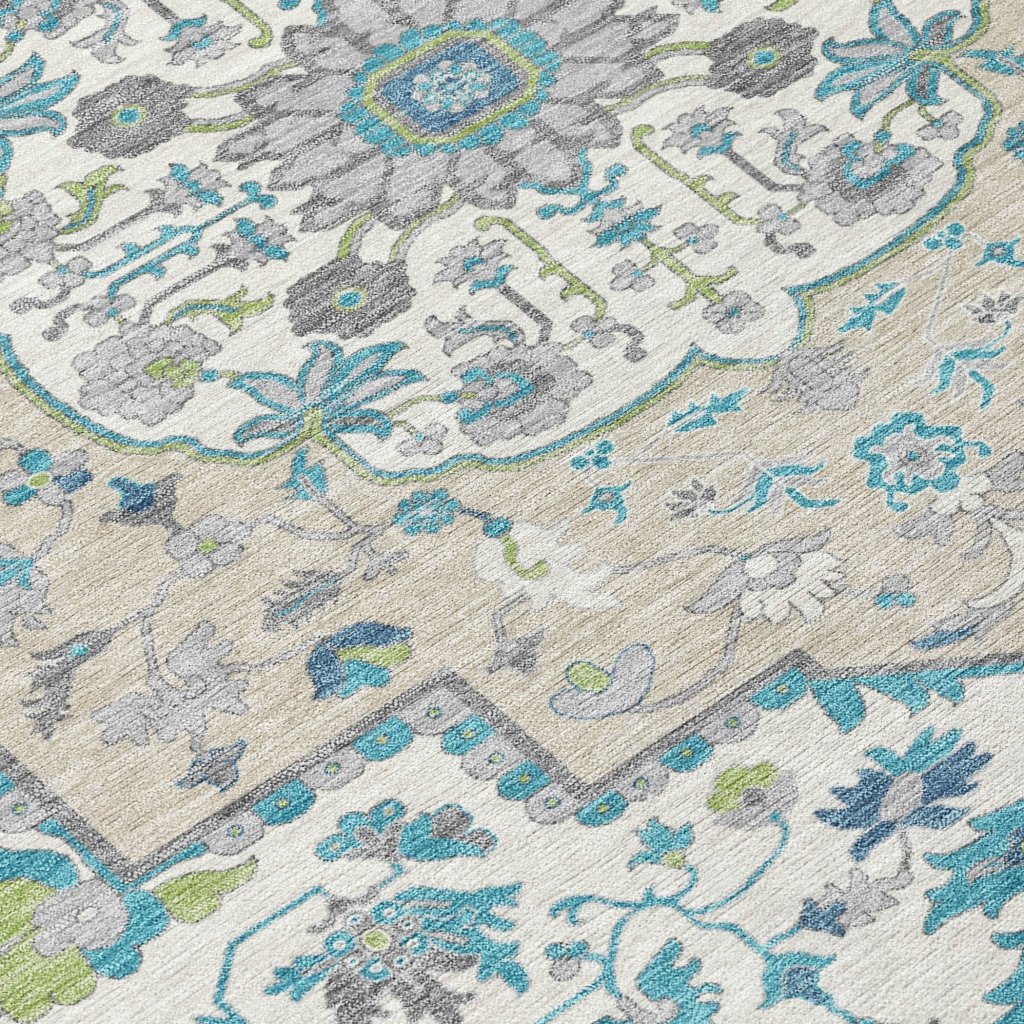 LOOMLAN Rugs Lidia Teal Washable Indoor-Outdoor Rug