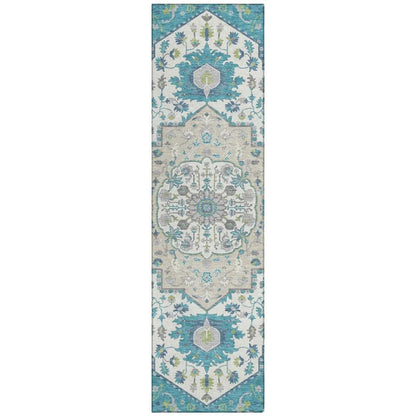 LOOMLAN Rugs Lidia Teal Washable Indoor-Outdoor Rug