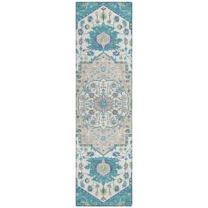 LOOMLAN Rugs Lidia Teal Washable Indoor-Outdoor Rug