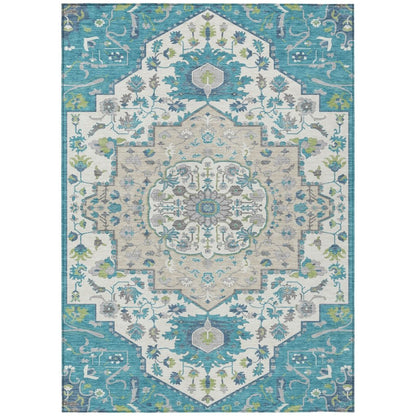 LOOMLAN Rugs Lidia Teal Washable Indoor-Outdoor Rug