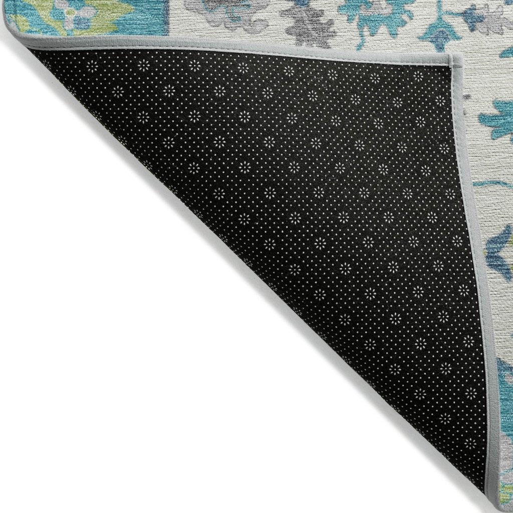 LOOMLAN Rugs Lidia Teal Washable Indoor-Outdoor Rug