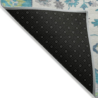 LOOMLAN Rugs Lidia Teal Washable Indoor-Outdoor Rug