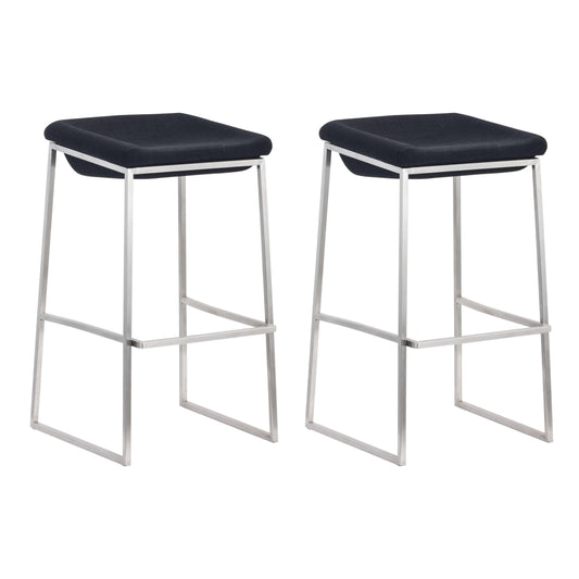 Lids Barstool (Set of 2) Dark Gray - Sideboards and Things Back Type_Backless, Back Type_With Back, Color_Gray, Color_Silver, Depth_10-20, Finish_Brushed, Height_20-30, Materials_Metal, Metal Type_Steel, Number of Pieces_2PC Set, Product Type_Bar Height, Seat Material_Upholstery, Shape_Armless, Upholstery Type_Fabric Blend, Upholstery Type_Polyester, Width_10-20