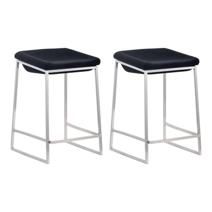 Lids Counter Stool (Set of 2) Dark Gray - Sideboards and Things Back Type_Backless, Back Type_With Back, Color_Gray, Color_Silver, Depth_10-20, Finish_Brushed, Height_20-30, Materials_Metal, Metal Type_Steel, Number of Pieces_2PC Set, Product Type_Counter Height, Seat Material_Upholstery, Shape_Armless, Upholstery Type_Fabric Blend, Upholstery Type_Polyester, Width_10-20