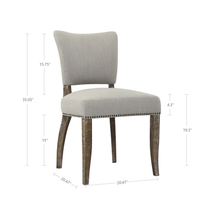 Light Beige 2PC Dining Chairs Set Armless with Floating Back - Sideboards and Things Back Type_Floating Back, Back Type_With Back, Brand_LH Imports, Color_Gray, Legs Material_Wood, Number of Pieces_2PC Set, Product Type_Dining Height, Seat Material_Upholstery, Shape_Armless, Upholstery Type_Fabric Blend, Wood Species_Oak