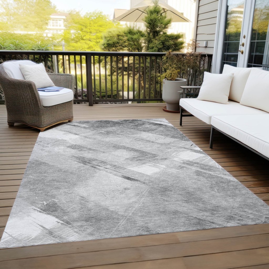 LOOMLAN Rugs Linavie Gray Washable Indoor-Outdoor Rug