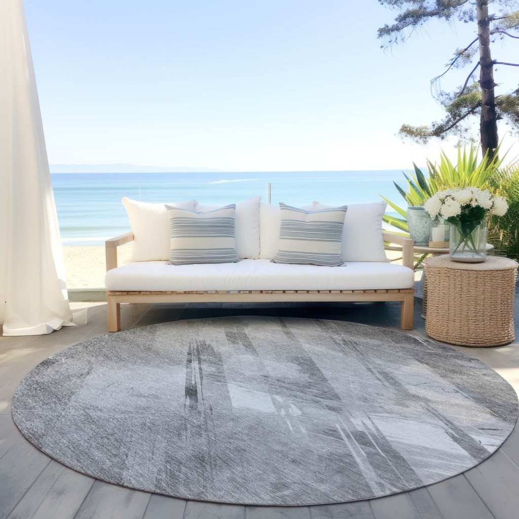 LOOMLAN Rugs Linavie Gray Washable Indoor-Outdoor Rug