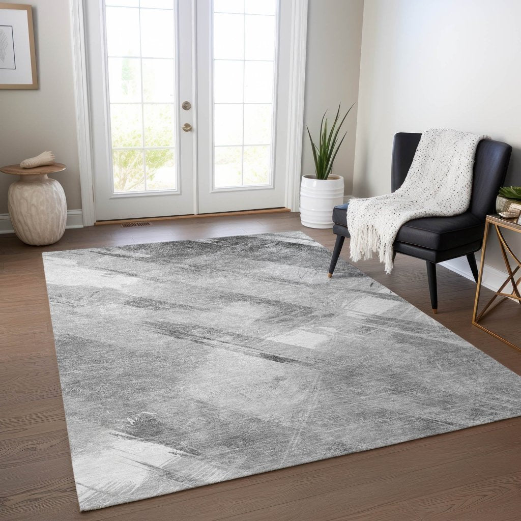 LOOMLAN Rugs Linavie Gray Washable Indoor-Outdoor Rug
