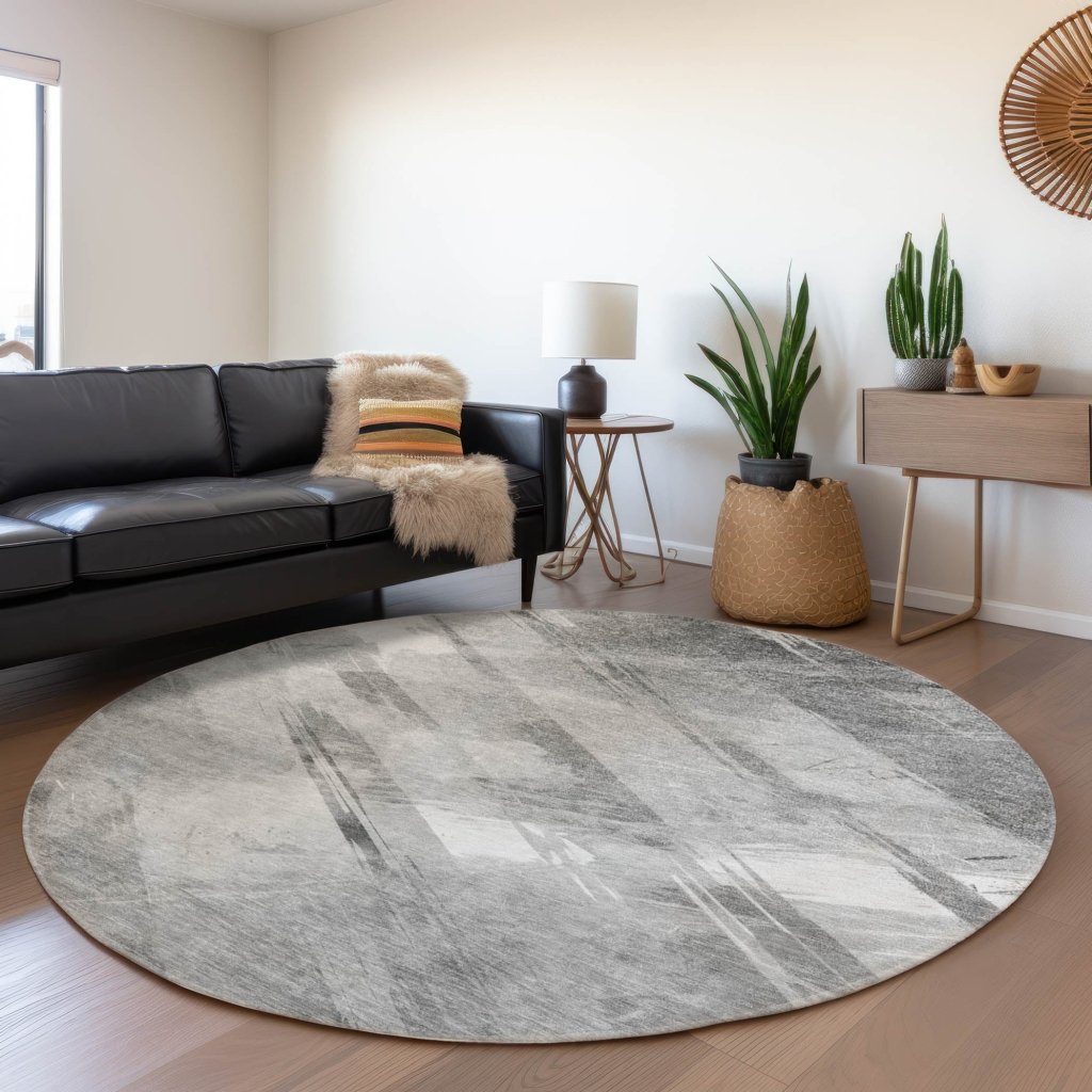 LOOMLAN Rugs Linavie Gray Washable Indoor-Outdoor Rug