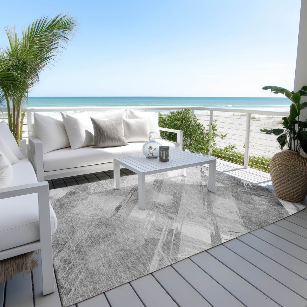 LOOMLAN Rugs Linavie Gray Washable Indoor-Outdoor Rug