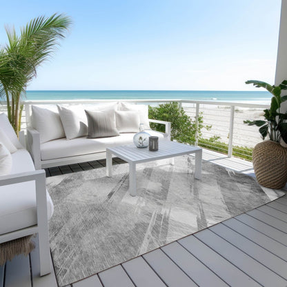 LOOMLAN Rugs Linavie Gray Washable Indoor-Outdoor Rug