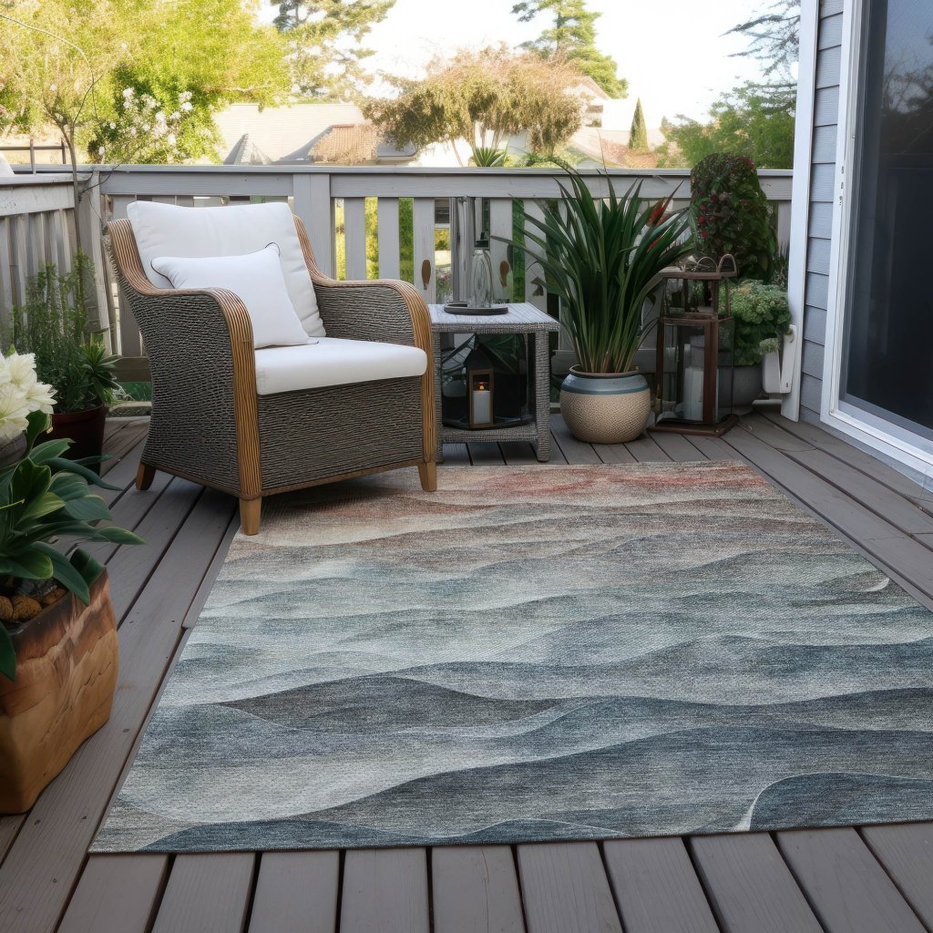 LOOMLAN Rugs Linover Teal Washable Indoor-Outdoor Rug