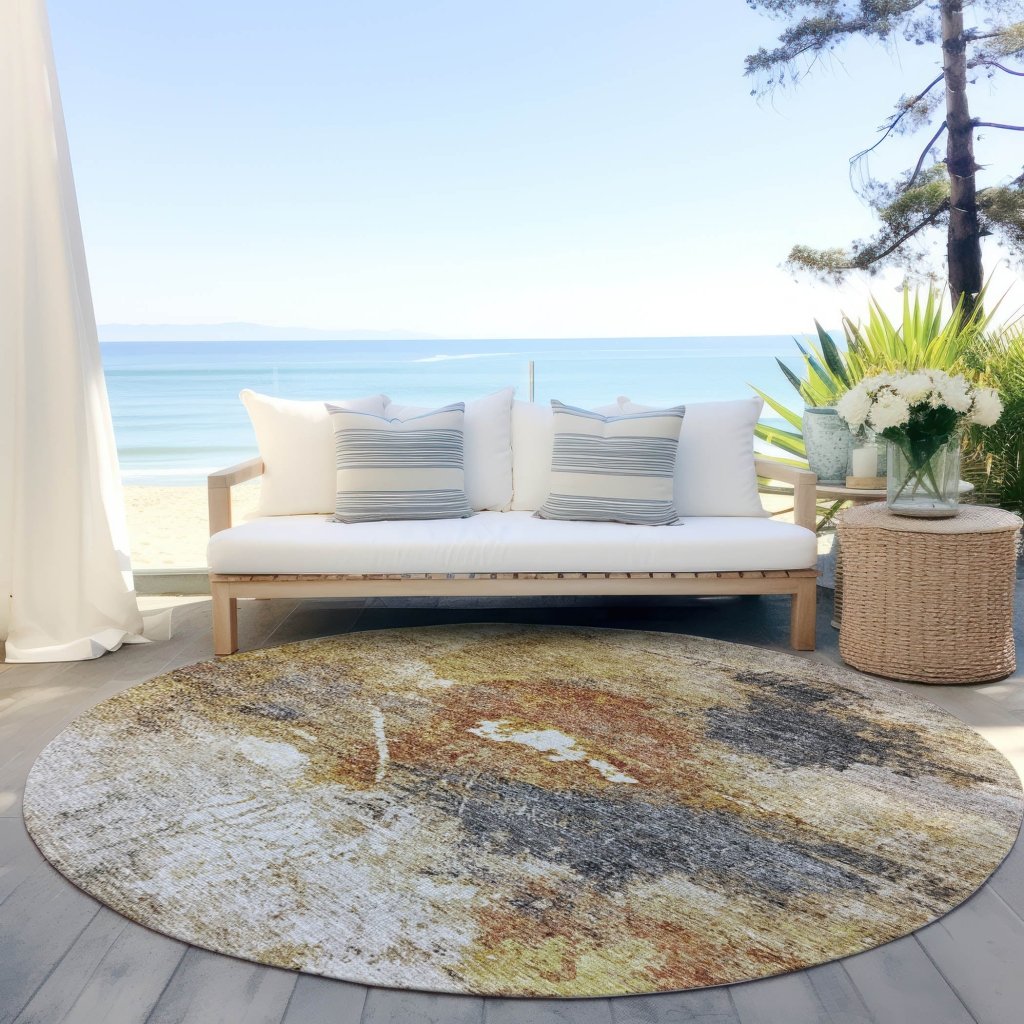 LOOMLAN Rugs Linta Brown Washable Indoor-Outdoor Rug