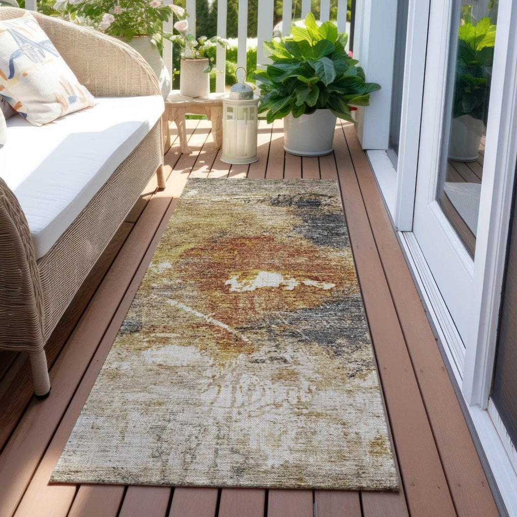 LOOMLAN Rugs Linta Brown Washable Indoor-Outdoor Rug