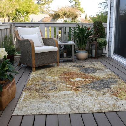 LOOMLAN Rugs Linta Brown Washable Indoor-Outdoor Rug