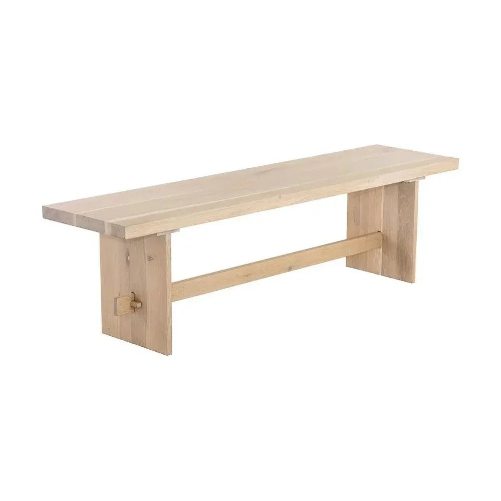 Linus Wooden Mid Century Backless Bench