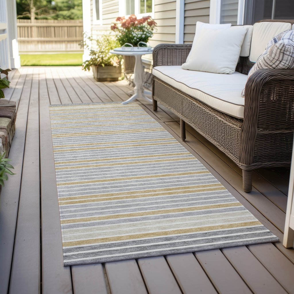 LOOMLAN Rugs Linzia Gray Washable Indoor-Outdoor Rug