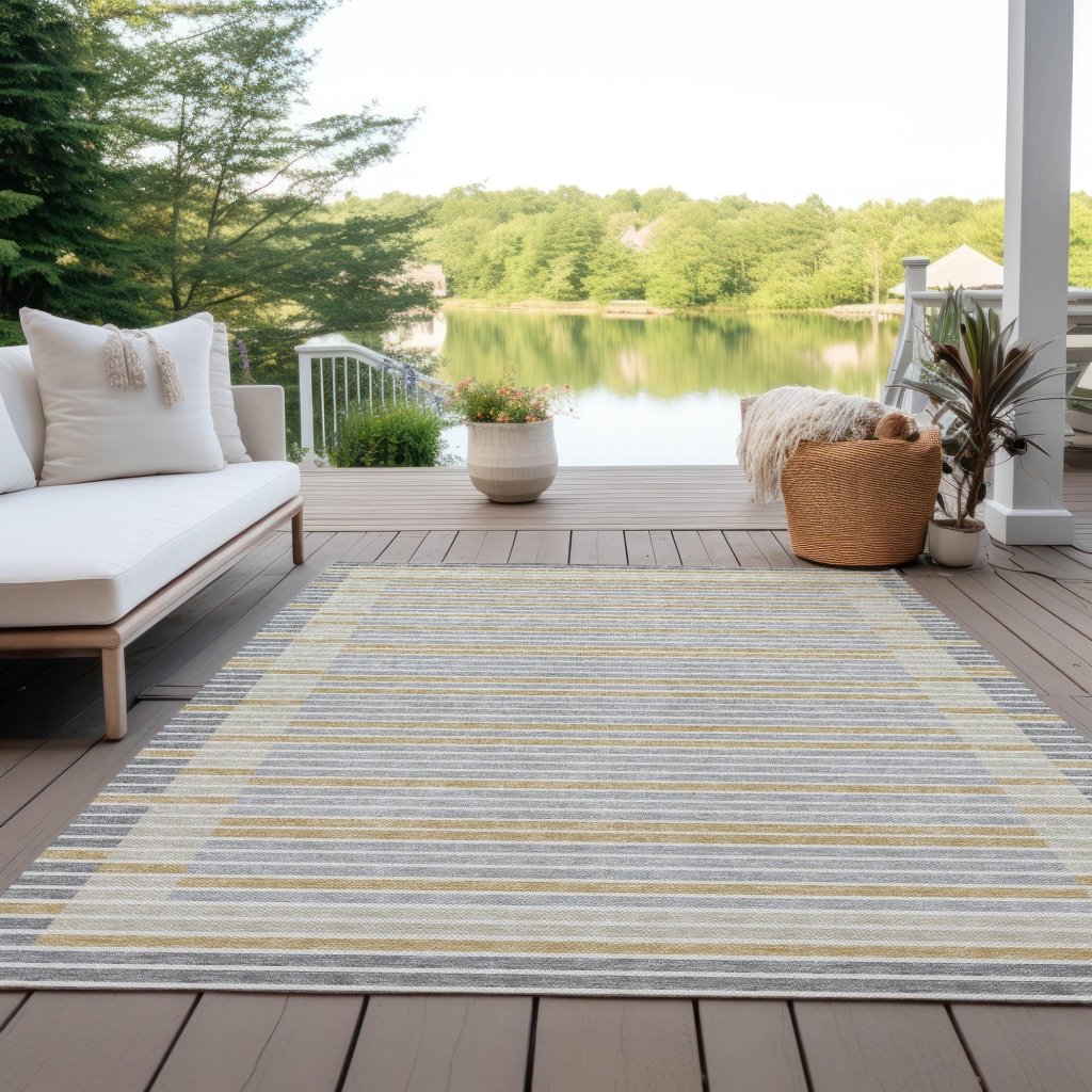 LOOMLAN Rugs Linzia Gray Washable Indoor-Outdoor Rug
