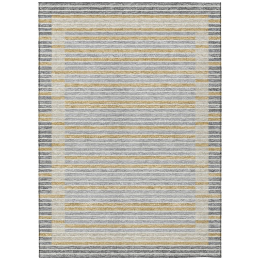 LOOMLAN Rugs Linzia Gray Washable Indoor-Outdoor Rug