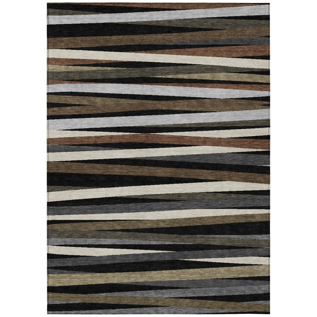 LOOMLAN Rugs Liora Black Washable Indoor-Outdoor Rug