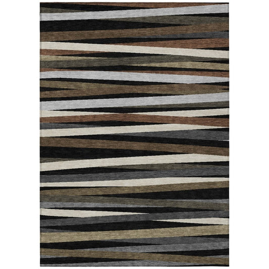 LOOMLAN Rugs Liora Black Washable Indoor-Outdoor Rug