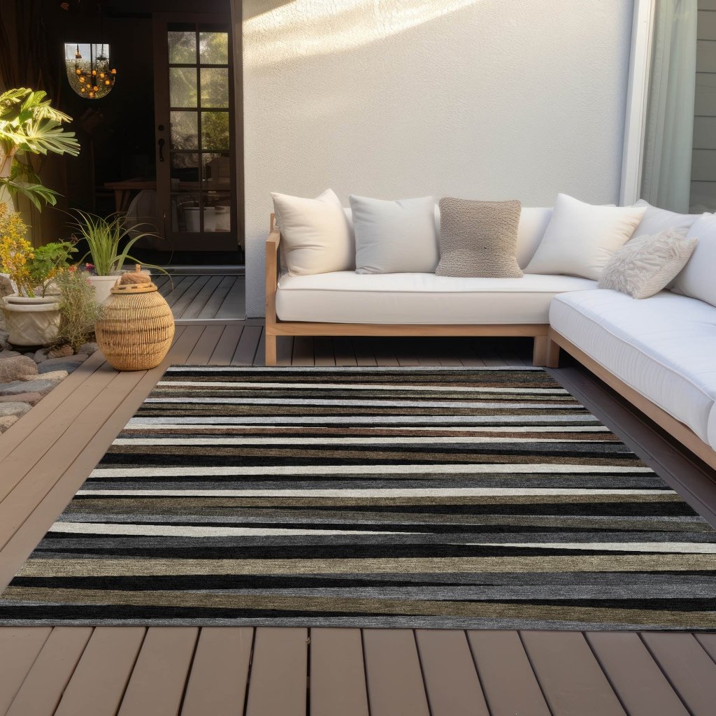 LOOMLAN Rugs Liora Black Washable Indoor-Outdoor Rug