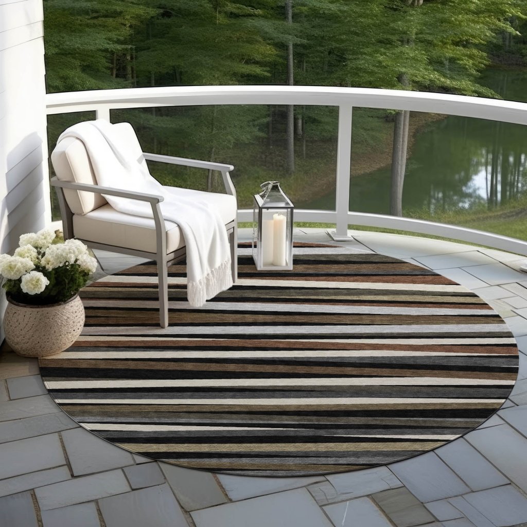 LOOMLAN Rugs Liora Black Washable Indoor-Outdoor Rug
