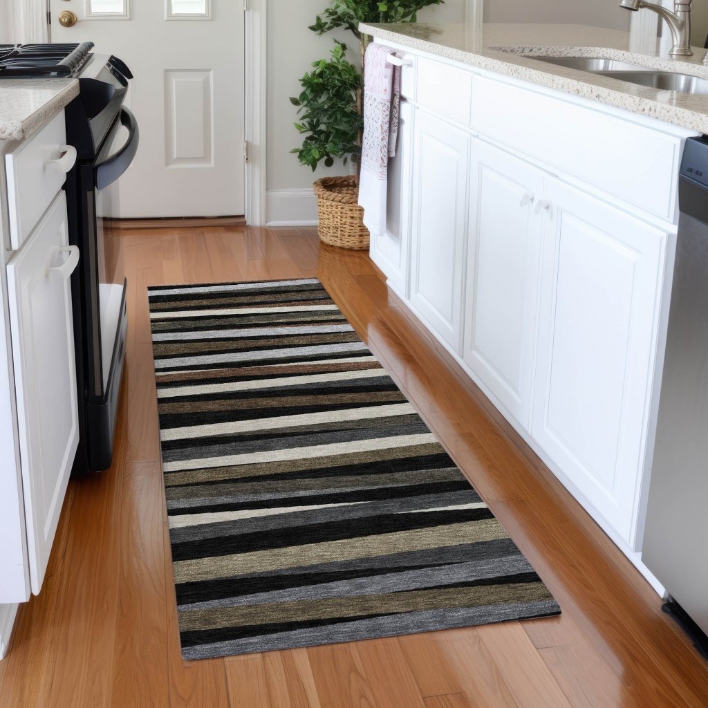 LOOMLAN Rugs Liora Black Washable Indoor-Outdoor Rug