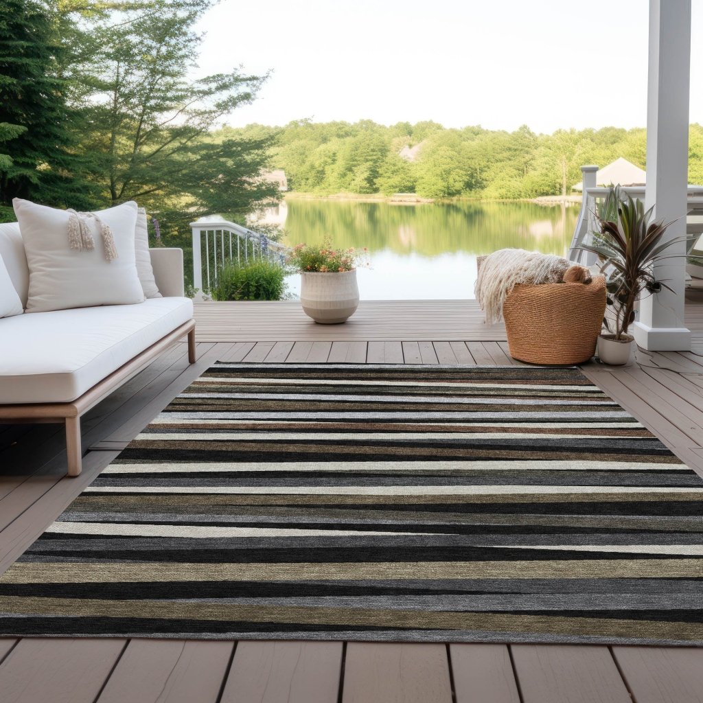 LOOMLAN Rugs Liora Black Washable Indoor-Outdoor Rug