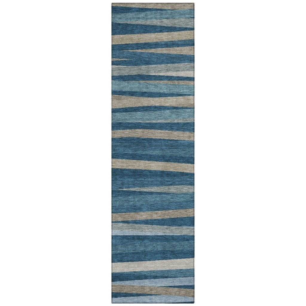 LOOMLAN Rugs Liora Blue Washable Indoor-Outdoor Rug