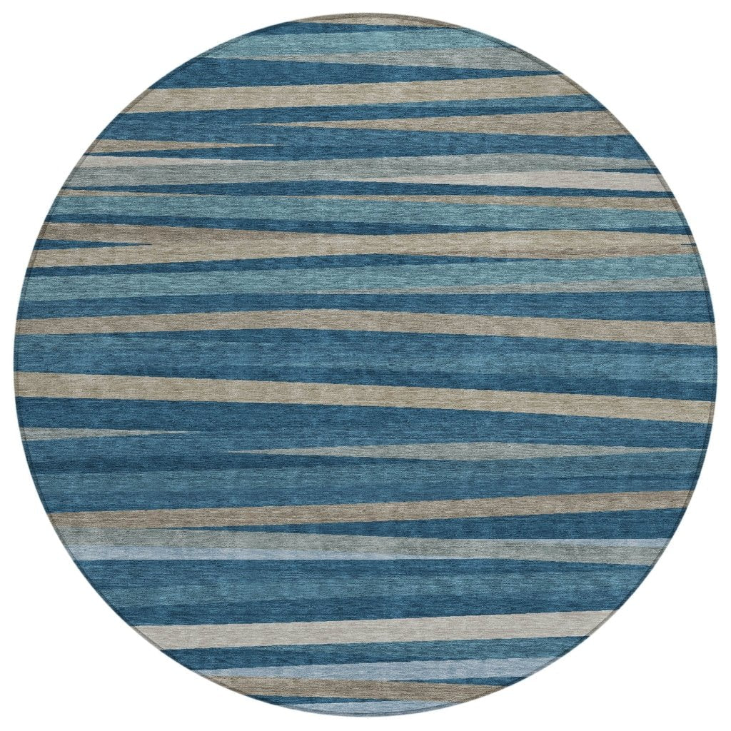 LOOMLAN Rugs Liora Blue Washable Indoor-Outdoor Rug