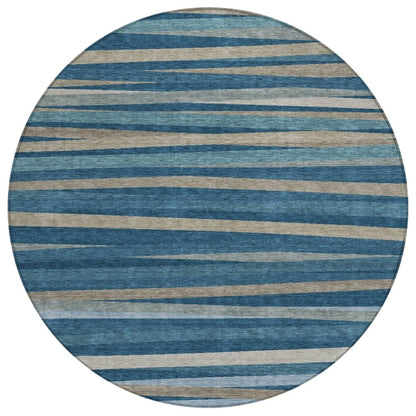 LOOMLAN Rugs Liora Blue Washable Indoor-Outdoor Rug